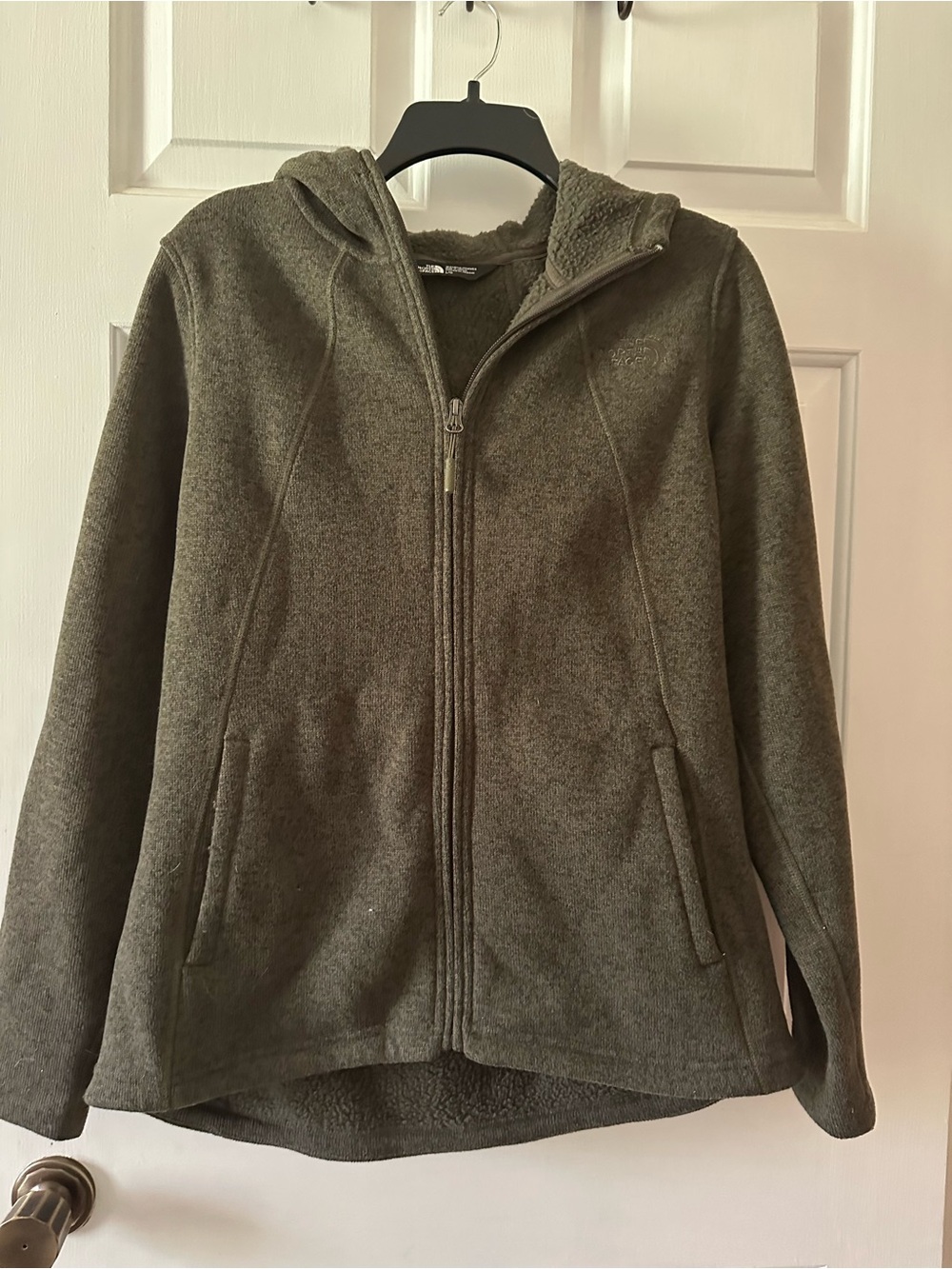 The North Face Olive Hooded Teddy Fleece Jacket